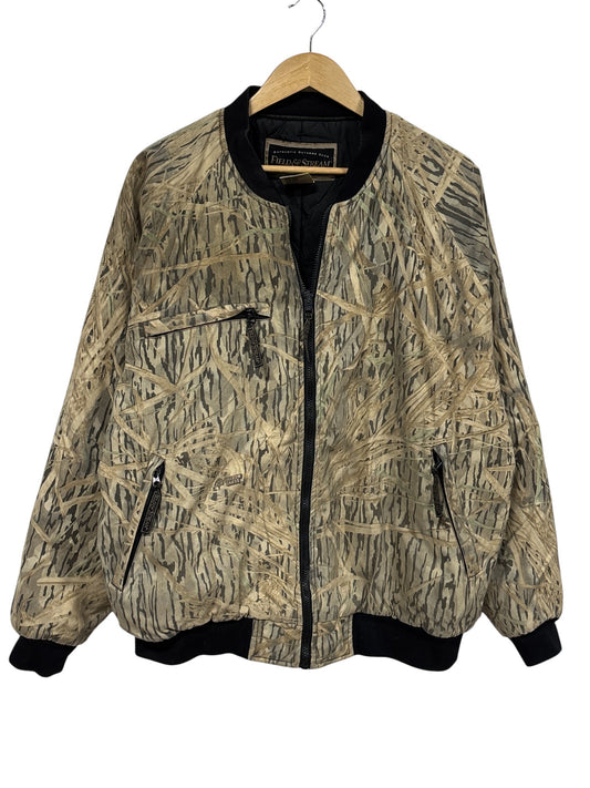 Vintage 90's Woodland Camo Zip Up Bomber Jacket Size XL