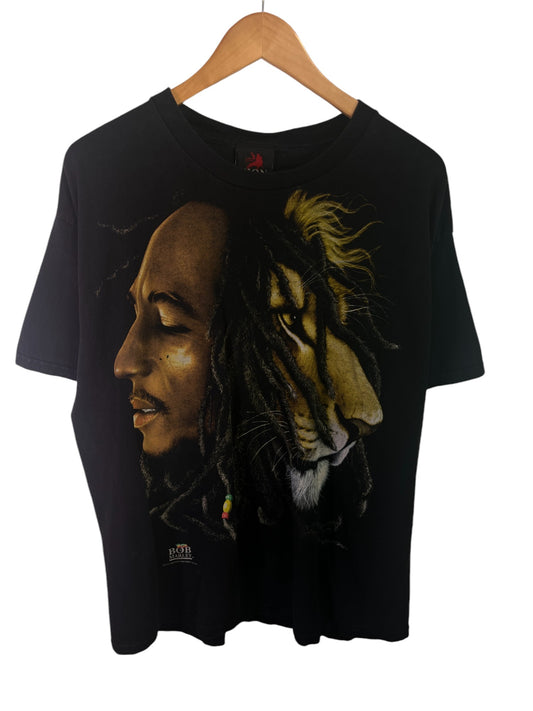 Vintage 00's Zion Bob Marley Lion Big Print Rasta Graphic Tee Size XL