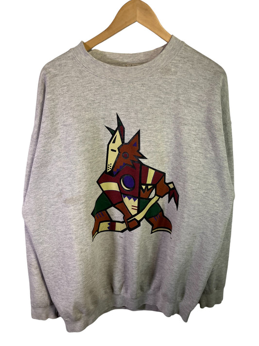 Vintage 90's Arizona Coyotes NHL Big Logo Graphic Crewneck Size XXL