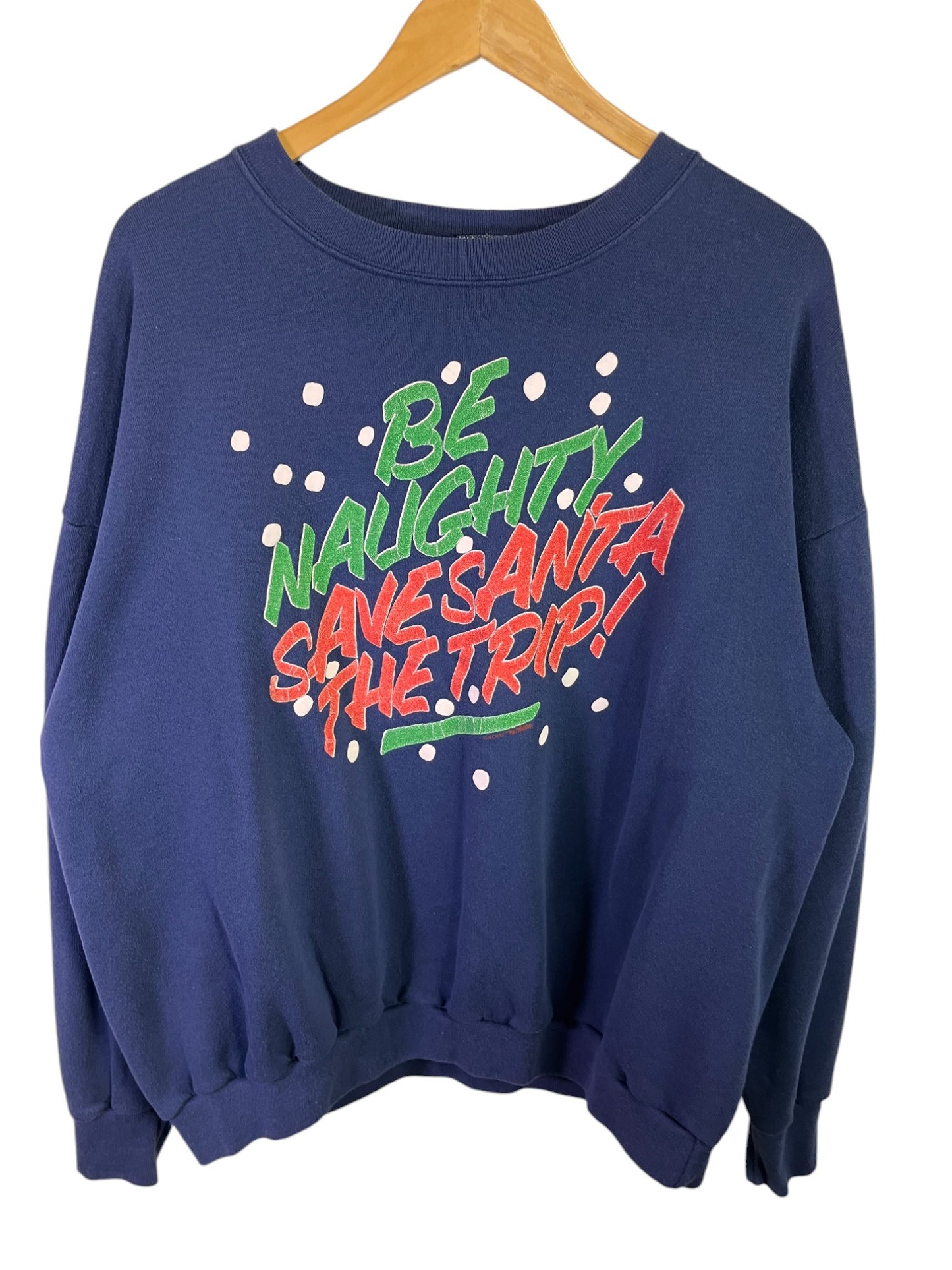 Vintage 90's Be Naughty Christmas Crewneck Sweater Size XXL