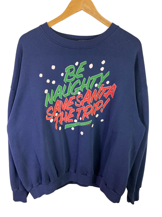 Vintage 90's Be Naughty Christmas Crewneck Sweater Size XXL