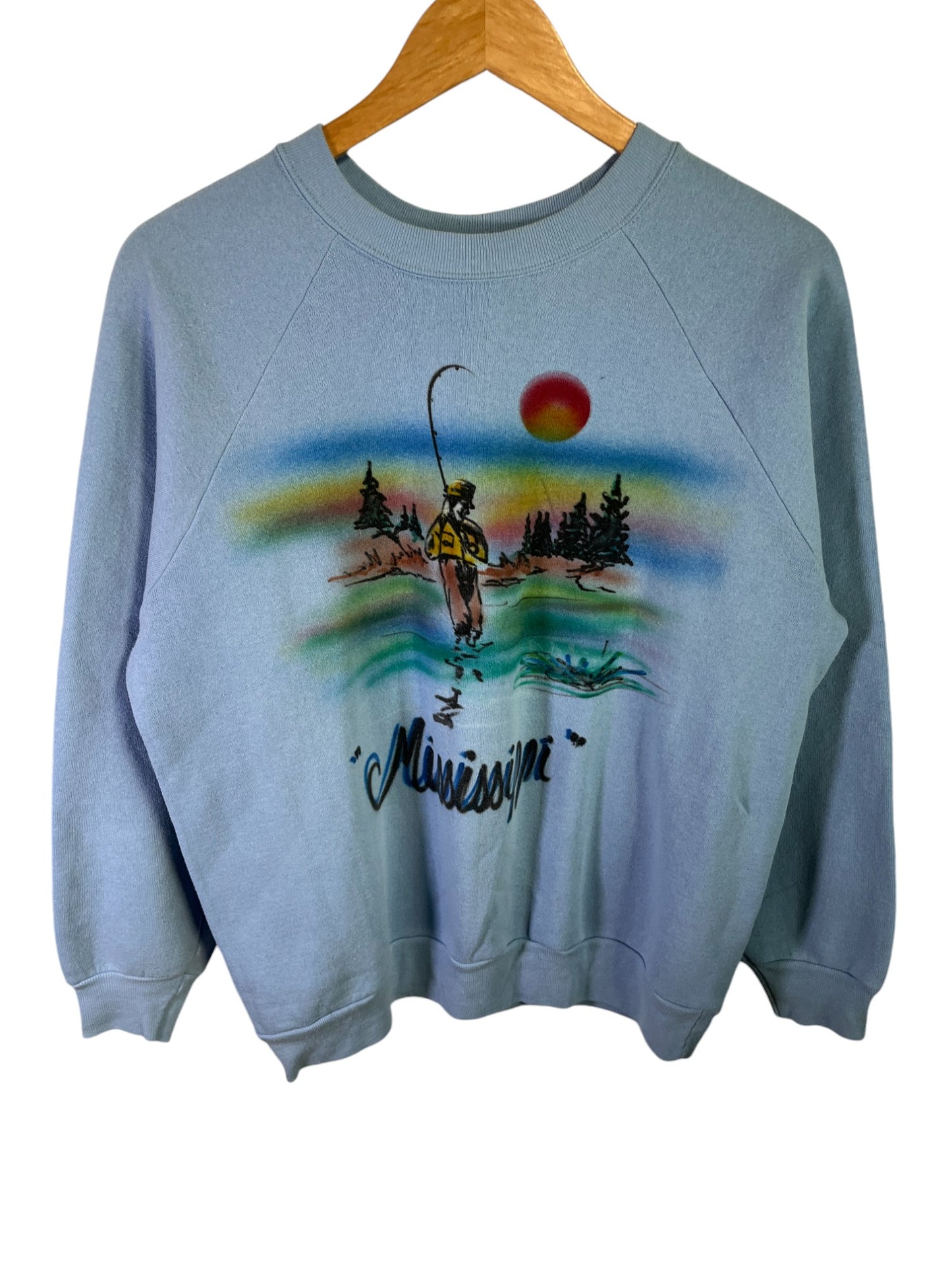 Vintage 90's Mississippi Airbrush Nature Graphic Crewneck Size Large