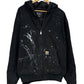 Carhartt Black J130 Distressed Zip Up Hooded Work Jacket Size XL