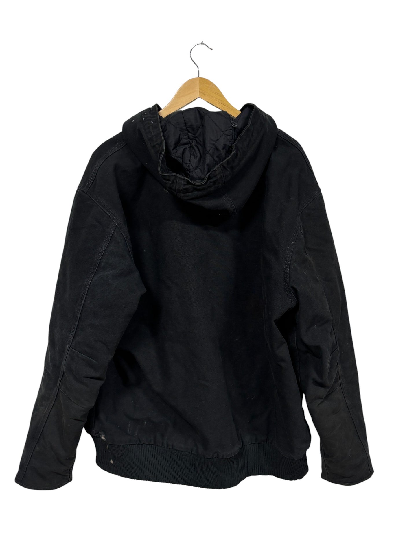 Carhartt Black J130 Distressed Zip Up Hooded Work Jacket Size XL