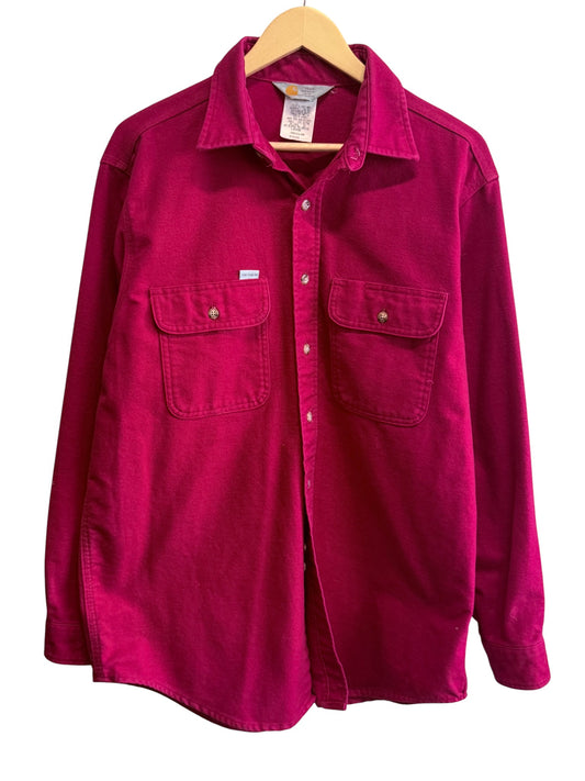 Vintage Carhartt Red Button Up Long Sleeve Work Shirt Size Large