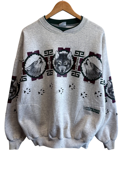 Vintage 90's Wolf Pack Nature Graphic Sweater Size XXL