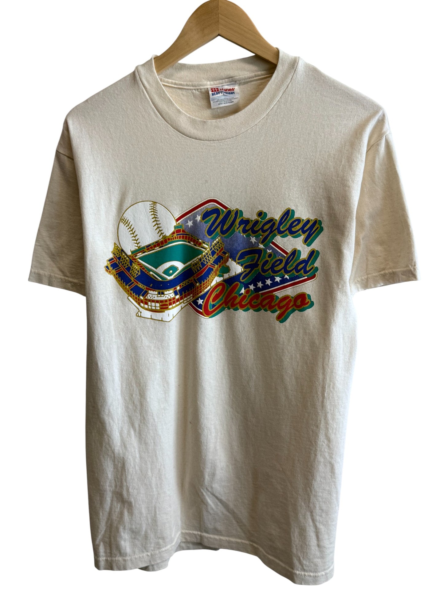Vintage 90's Chicago Wrigley Field Baseball Graphic Tee Size Medium