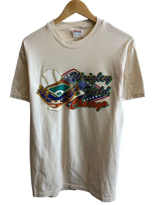 Vintage 90's Chicago Wrigley Field Baseball Graphic Tee Size Medium