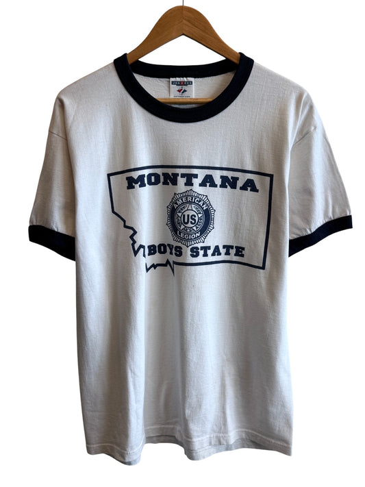 Vintage 90's Montana Boys State American Legion Ringer Tee Size Large
