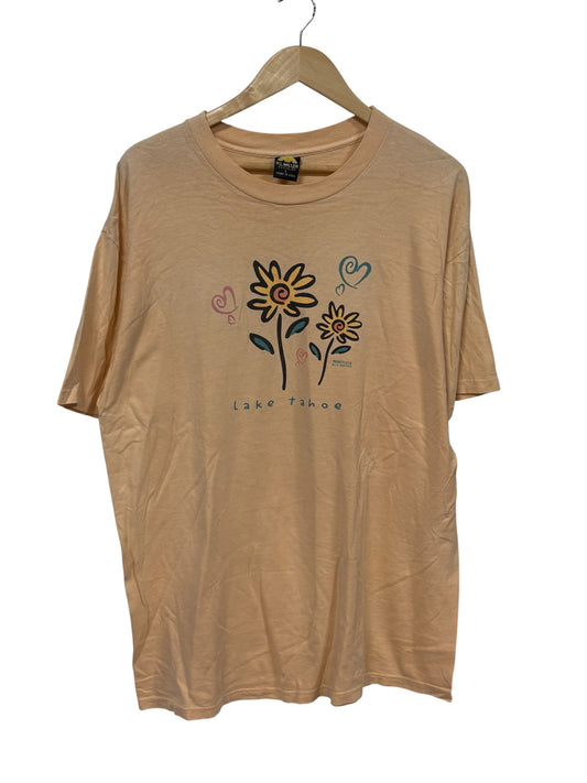 Vintage 90's Lake Tahoe Flower Nature Graphic Tee Size Large