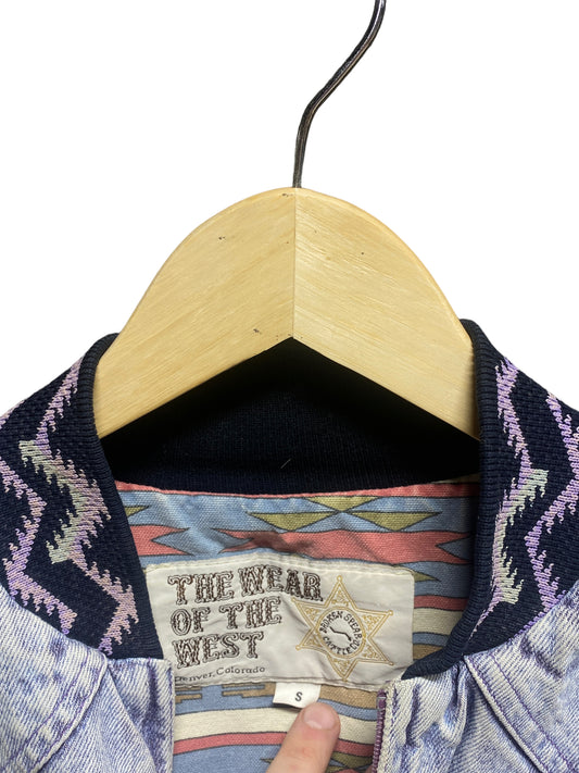 Vintage Broken Spear Wear Denim Sante Fe Aztec Style Jacket Size Small