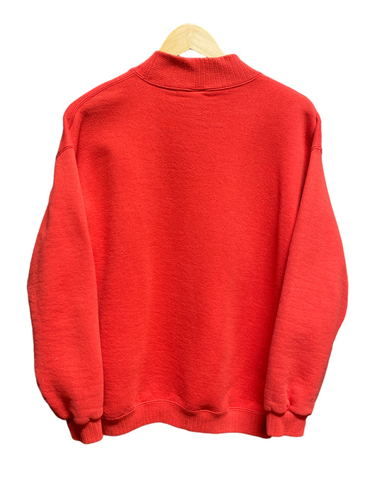 Vintage 90's Russell Athletics Blank Red Mock Neck Crewneck Sweater Size Medium