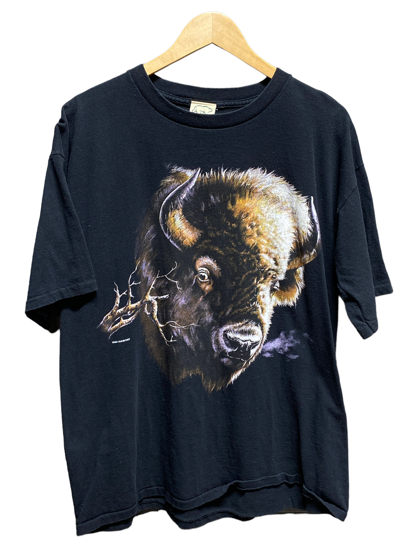 Vintage Buffalo Storm Nature Graphic Big Print Tee Size XL