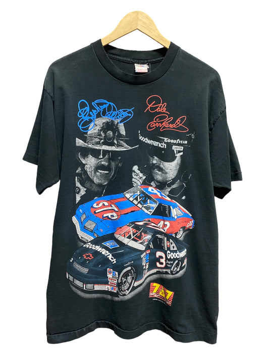 Vintage 90's Dale Earnhardt Richard Petty NASCAR Racing Graphic Tee Size XL