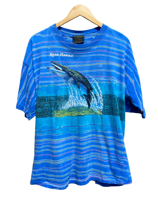 Vintage 90's Kona Hawaii Whale Graphic Nature Tee Size XL