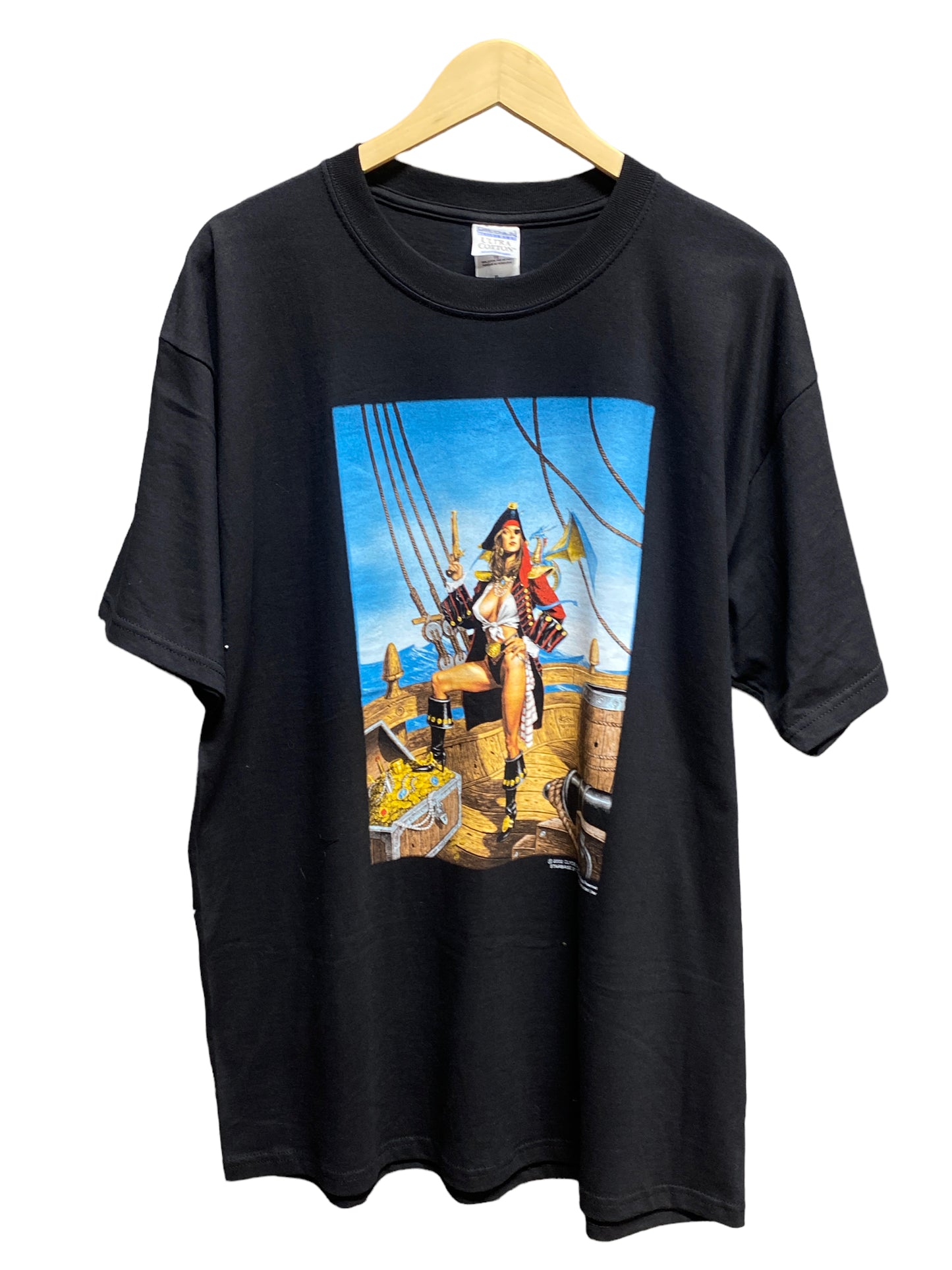 Vintage 2002 Clyde Caldwell Pirate Babe Graphic Tee Size XL