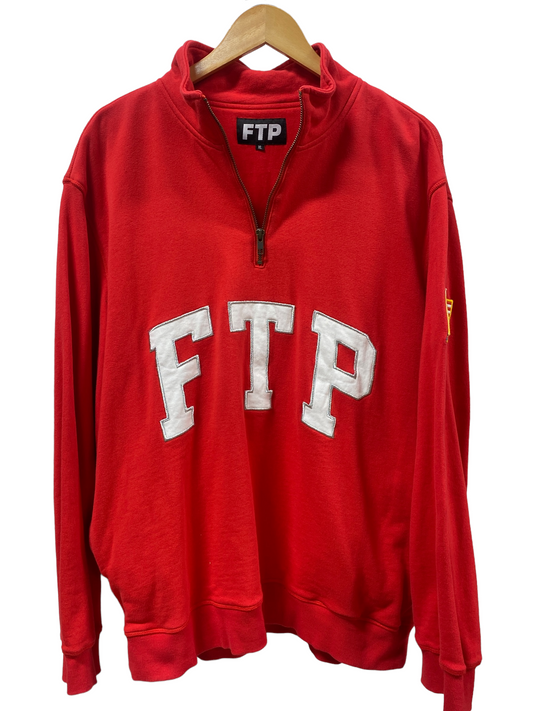 FTP Arc Logo Spellout Quarter Zip Sweater Size XL