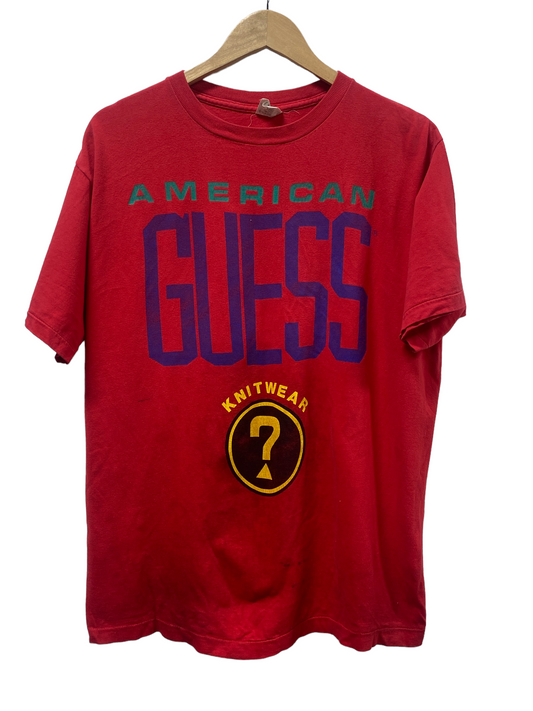 Vintage Guess American Knitwear Graphic Tee Size XL